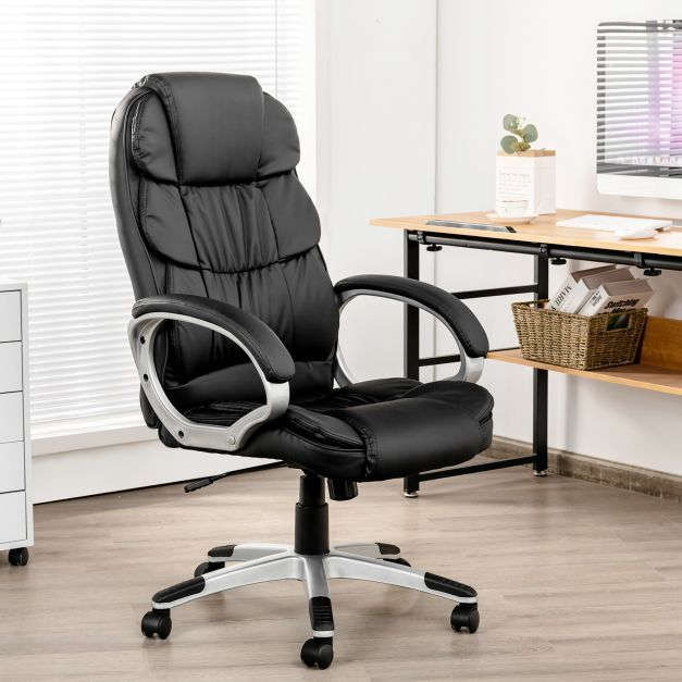 Office Chairs - Mid Back Executive PU Leather - Black
