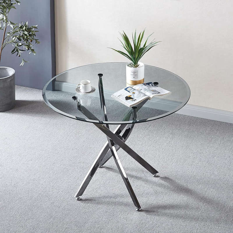 Dining Tables Glass With Silver Chrome Legs