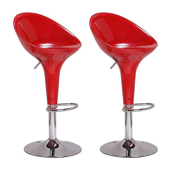 High Back Bar Stools Kitchen Bar Chair Set Swivel Adjustable Counter Chair - Red