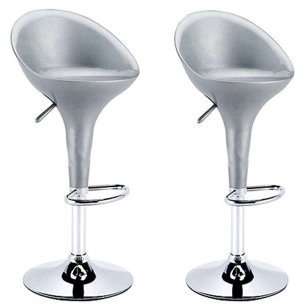 High Back Bar Stools Kitchen Bar Chair Set Swivel Adjustable Counter Chair - Silver