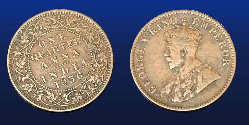 INDIA - BRITISH 1 QUARTER ANNAS 1936