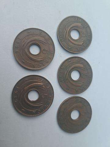 5 x EAST AFRICA 5 CENT COINS
