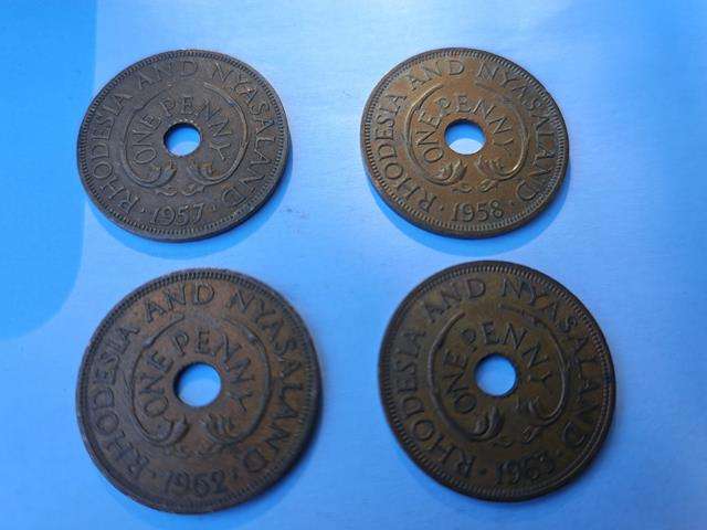 4 x  COINS SOUTHERN RHODESIA 1 PENNY