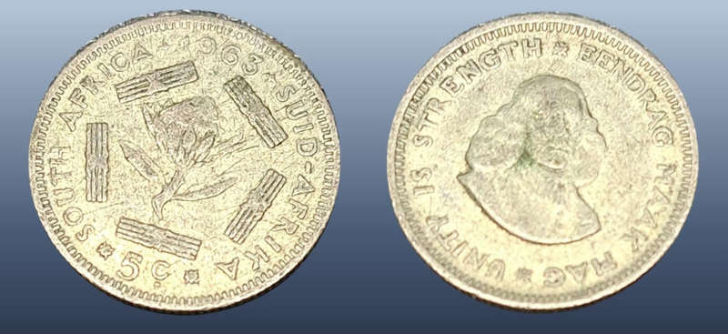 SOUTH AFRICA 1963 - 5 CENTS
