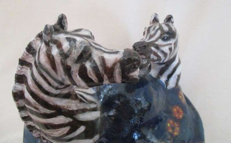 Awesome rustic African hand made glazed art pottery lidded dish - a budding Ardmore artist?
