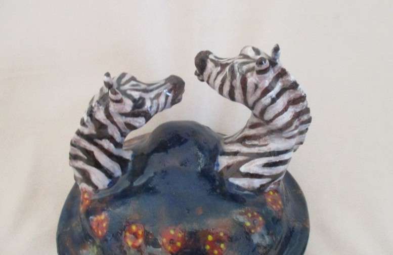 Awesome rustic African hand made glazed art pottery lidded dish - a budding Ardmore artist?