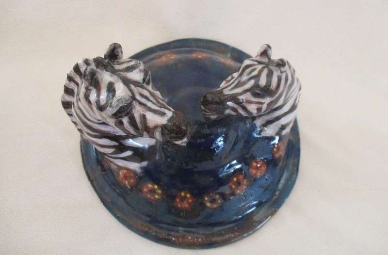 Awesome rustic African hand made glazed art pottery lidded dish - a budding Ardmore artist?