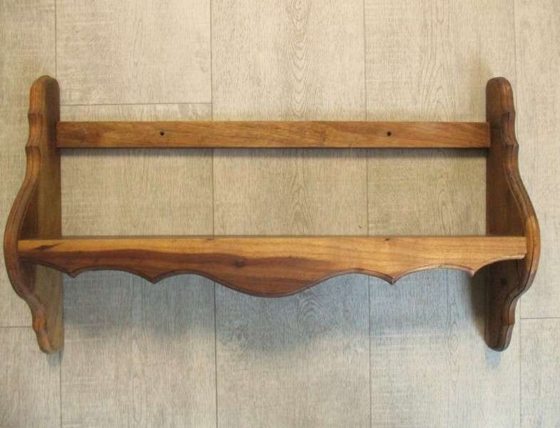 Large, solid quality wood wall mounted shelf - Imbuia?