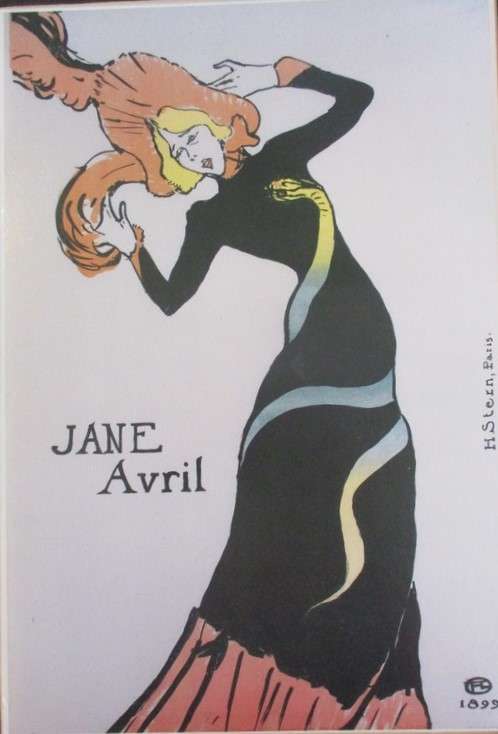 Art Nouveau Toulouse-Lautrec print with wooden frame - Jane Avril