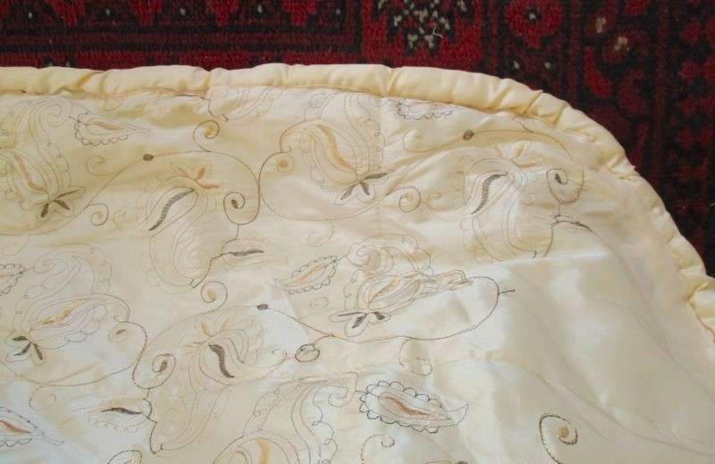 An enormous embroidered light gold comforter to fit king & queen size bed - 269cm x 262cm