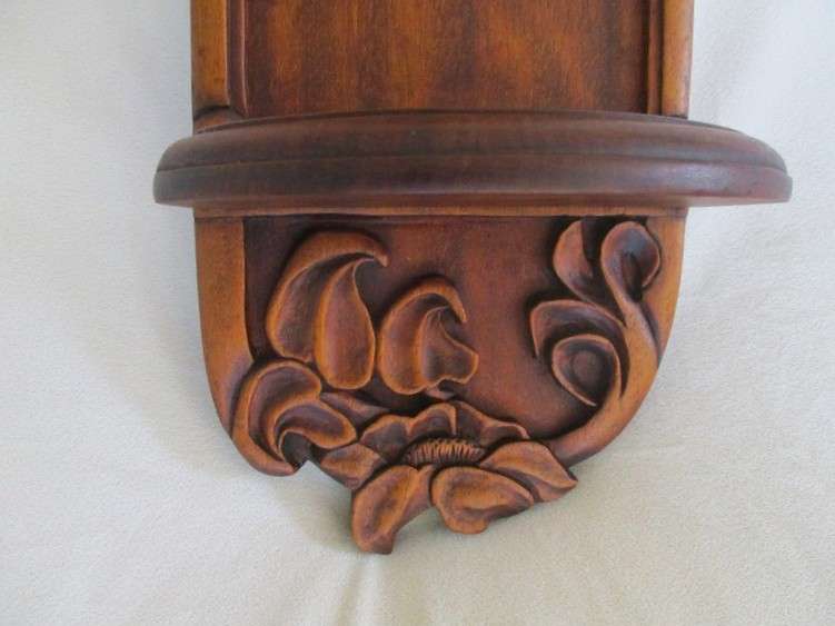 Stunning vintage/antique tall, beautifully carved solid wood wall sconce shelf