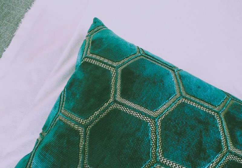 Elegant large Designers Guild textured velvet cushion with duck feather inner (original price R1599)