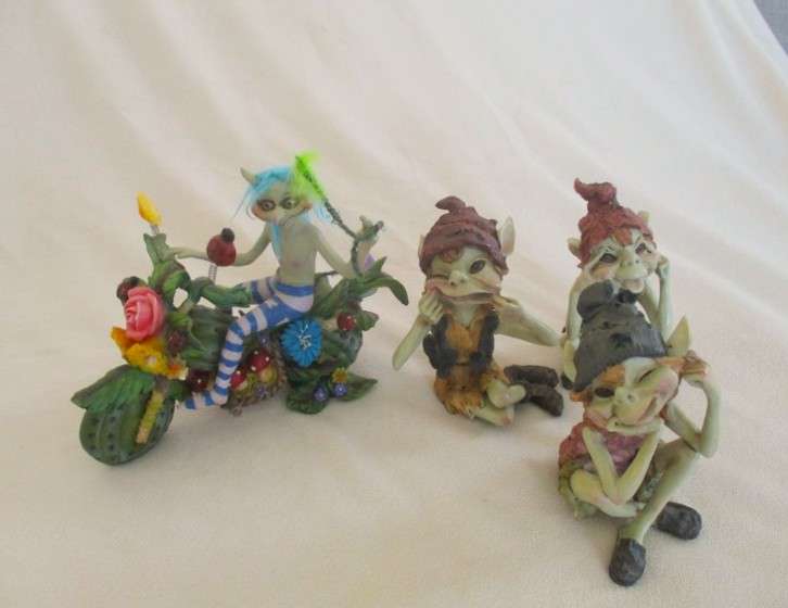 Trio of whacky Pixies with Hippy Gran on her "wheels"