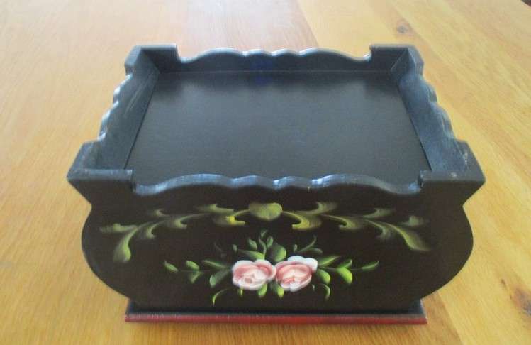Stunning vintage hand painted wooden boudoir box/small chest