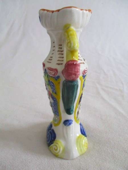 Vintage hand painted majolica cherub vase - Japanese?