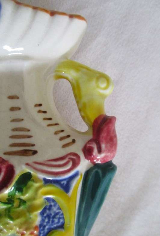 Vintage hand painted majolica cherub vase - Japanese?
