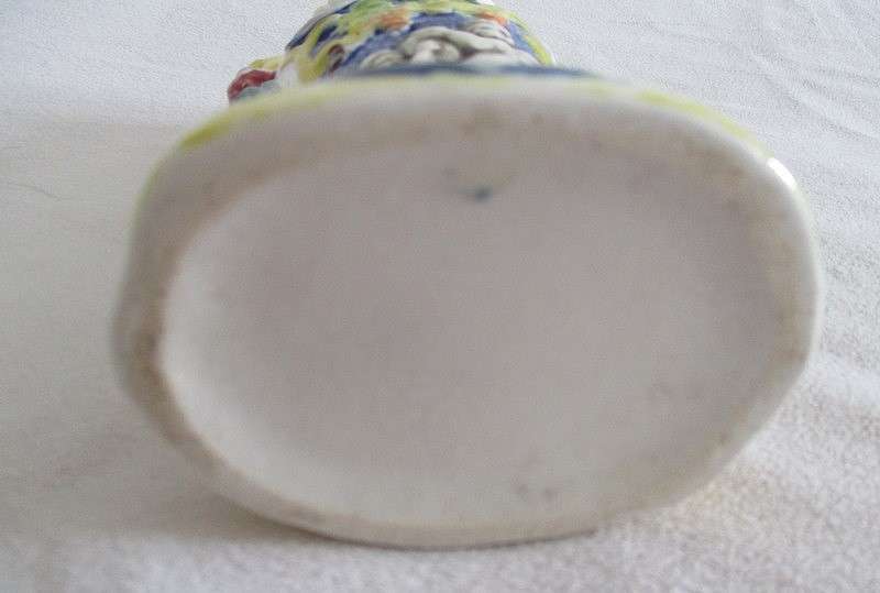 Vintage hand painted majolica cherub vase - Japanese?
