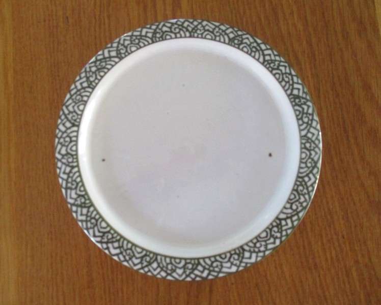 Elegant vintage Brass and porcelain salt and pepper set with "serving" plate