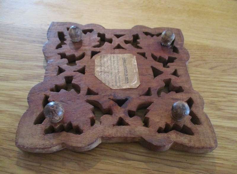 Hand carved from a solid piece of Himalayan jungle Sheesham wood - beautiful vintage Indian trivet