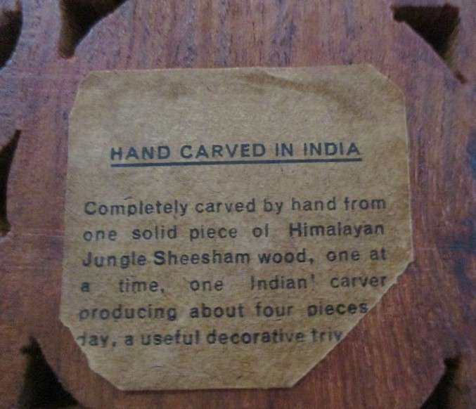 Hand carved from a solid piece of Himalayan jungle Sheesham wood - beautiful vintage Indian trivet
