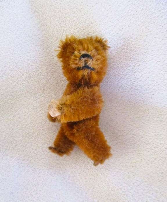 Tiniest miniature hand crafted mohair artist teddy bear with movable limbs and head - only 7cm tall