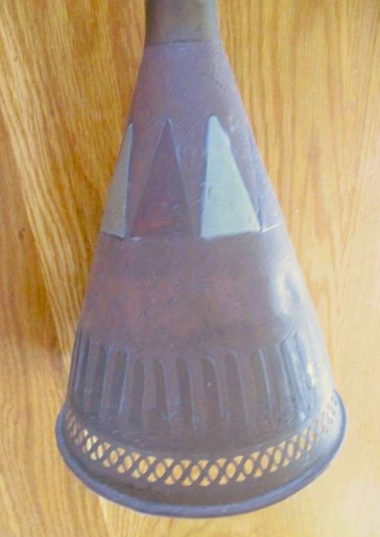 Rare! Antique copper and brass Moroccan Nafir/Ramadan trumpet (would make unique pendant light)