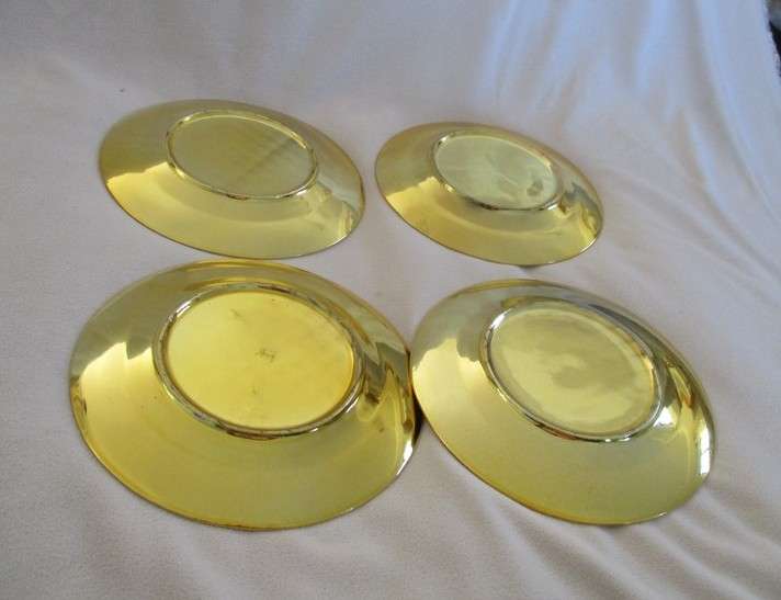 Four beautiful hand painted porcelain gold cake/side plates (disregard reflections)