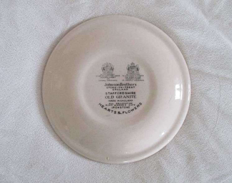 Johnson Brothers Staffordshire Old Granite ironstone 'Hearts & Flowers' cake plate