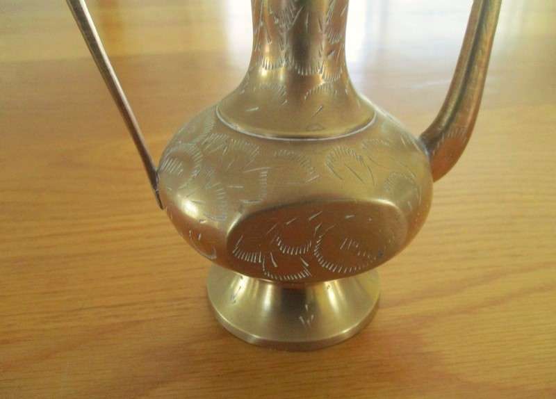 Vintage Indian etched brass Turkish coffee pot - smaller size - 26cm tall