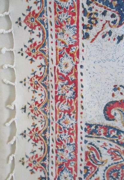 A beautiful large vintage square hand blocked (natural dyed) Iranian Ghalamkar cloth -signed