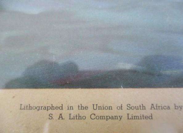 Vintage 1952 Union of South Africa lithograph of Drommedaris
