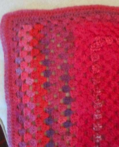 Artistic, unique, thick, fluffy hand crocheted wool blanket/throw