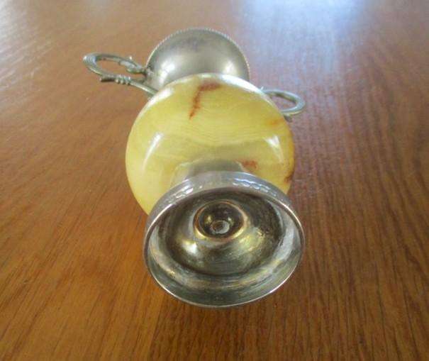 Ornate small vintage onyx/alabaster amphora