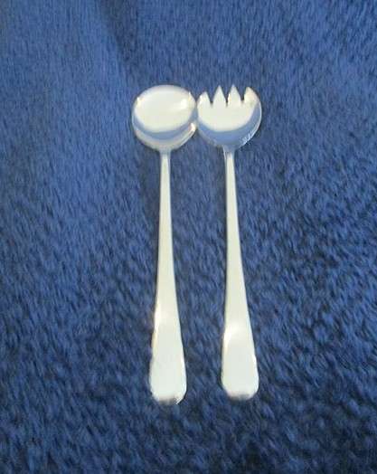 Two sets of Mayell, England silver tone salad servers for one bid