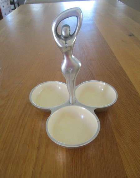 Striking Carrol Boyes style pewter dip/snack dish