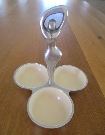 Striking Carrol Boyes style pewter dip/snack dish