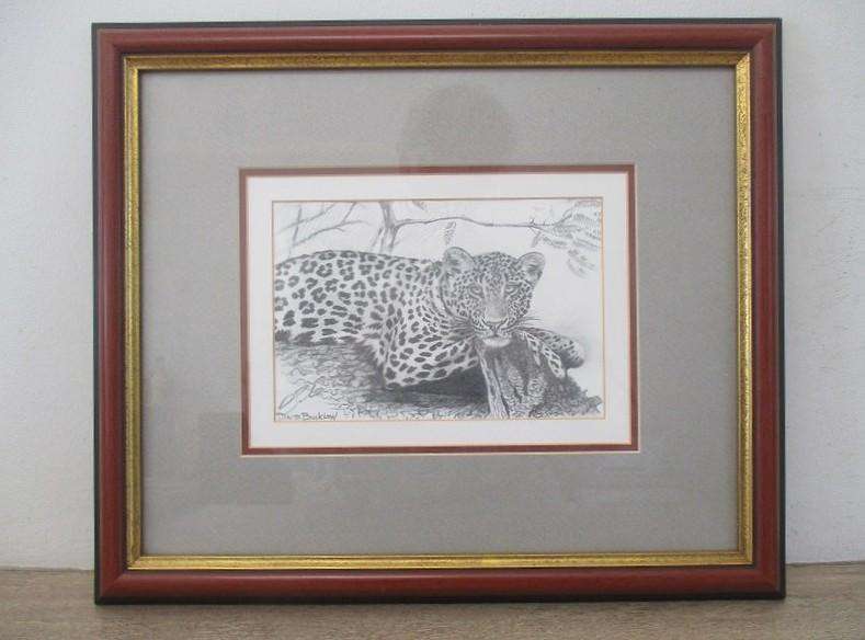 Two beautifully framed prints of Leopard and Cheetah cubs sketched by S.A. artist David Bucklow