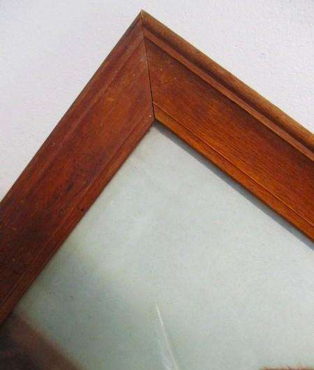 A charming vintage print of three naughty cats framed in wood