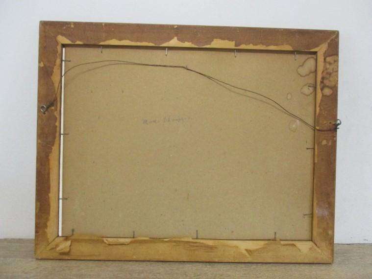 A charming vintage print of three naughty cats framed in wood