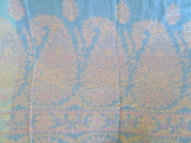 Beautiful long reversable Pashmina/Throw in pretty powder blue and pink colours
