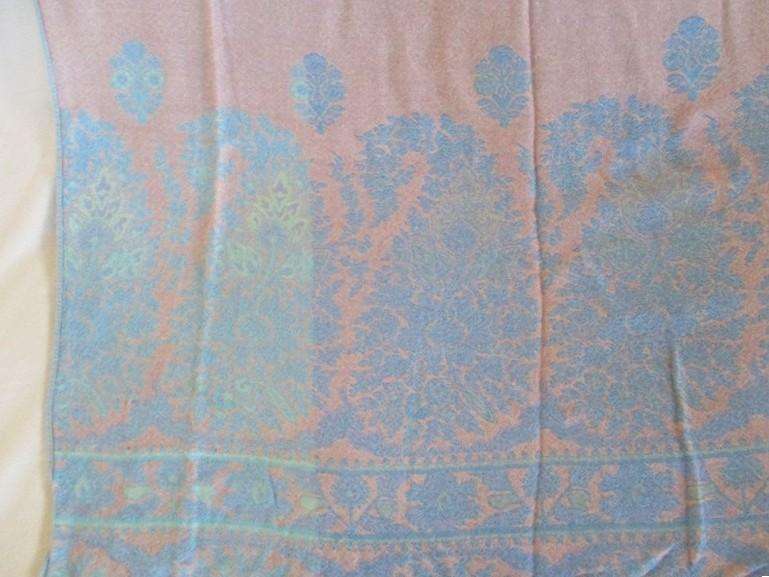 Beautiful long reversable Pashmina/Throw in pretty powder blue and pink colours