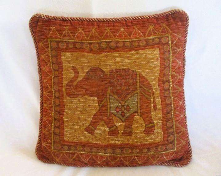 Two beautiful woven Indian cushions with elephant design - great condition