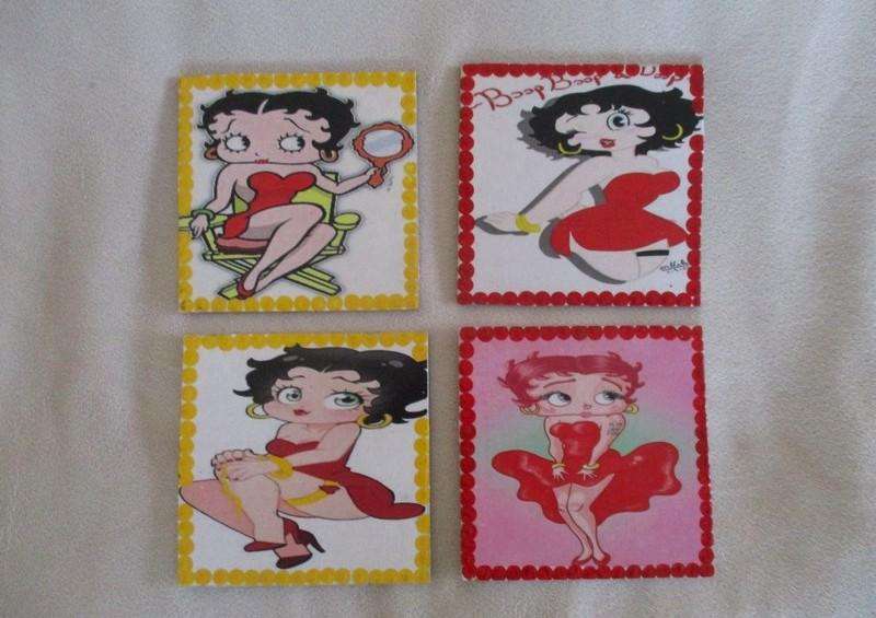 Four cute Betty Boop coasters