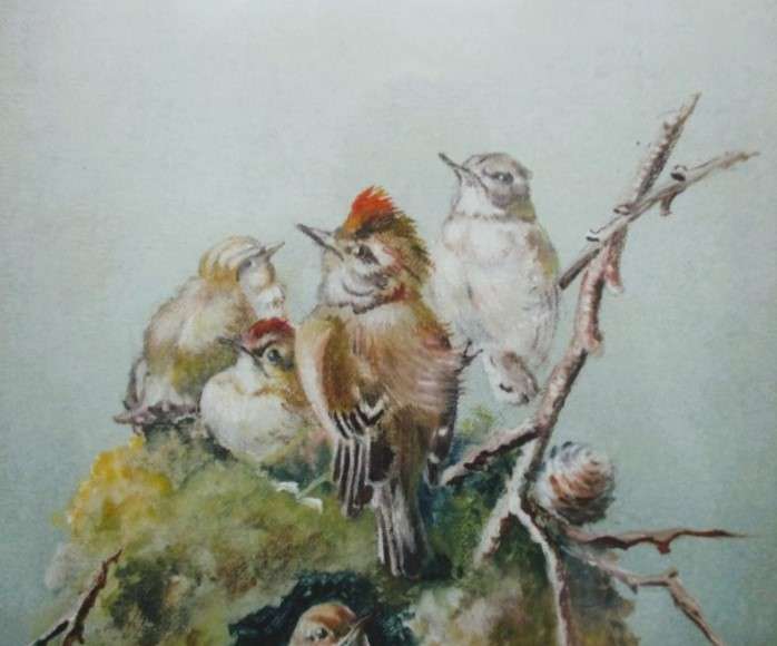 For Regina only - Antique original oil painting of birds on branch PLUS two Framed French tapestries