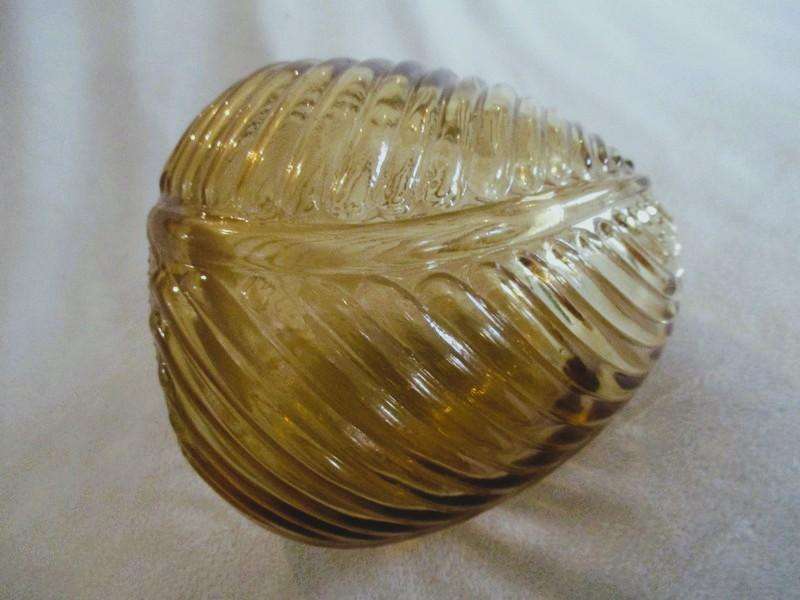 Vintage amber moulded glass vase with cabbage leaf pattern