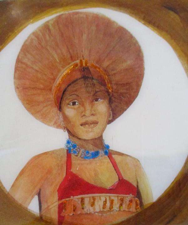 Africa - Boxed set  of hand painted wooden coasters depicting traditional headgear