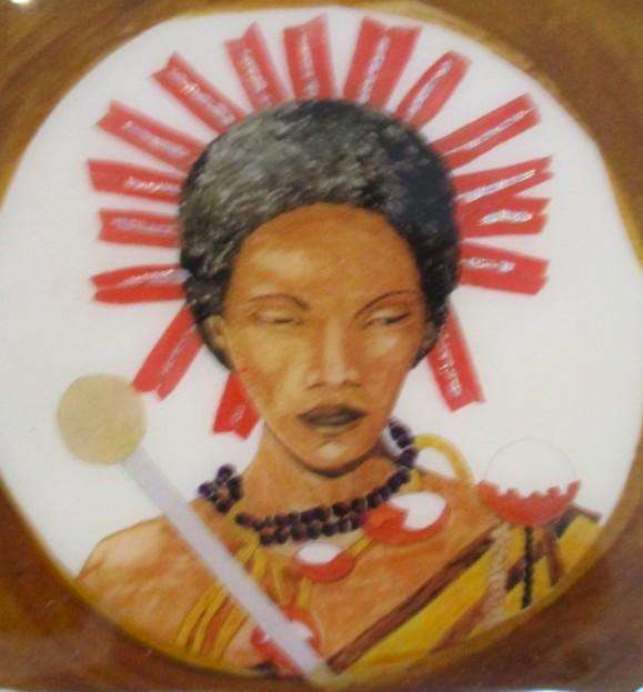 Africa - Boxed set  of hand painted wooden coasters depicting traditional headgear