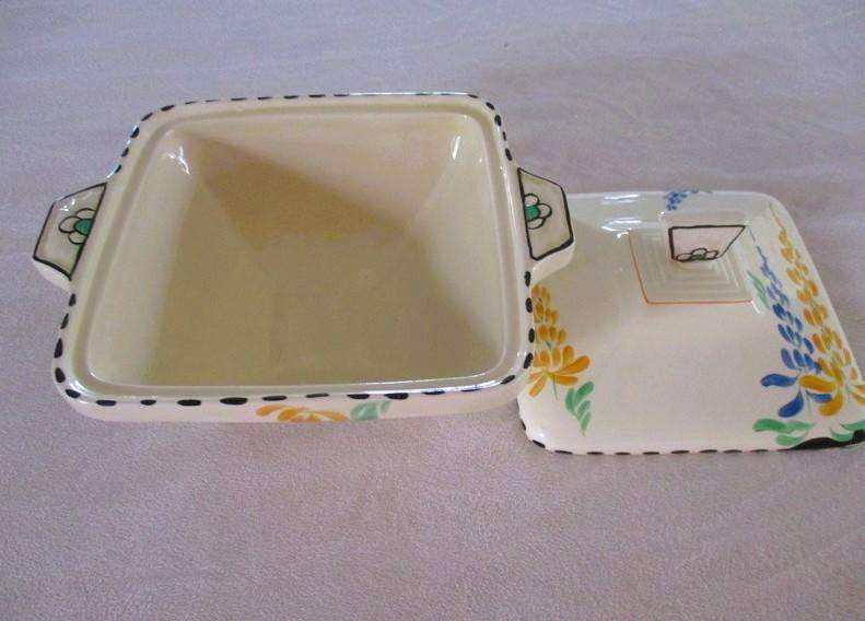 No.1 - Rare 1930's Art Deco Burleigh Ware Zenith dish/tureen with blue and yellow lupins