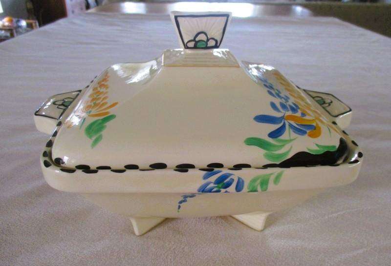 No.2 - Rare 1930's Art Deco Burleigh Ware Zenith dish/tureen with blue and yellow lupins