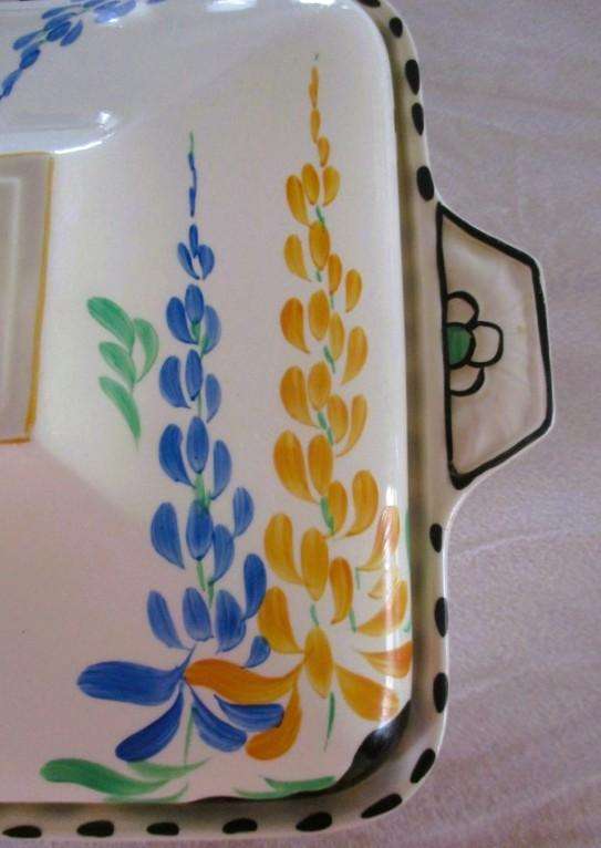 No.2 - Rare 1930's Art Deco Burleigh Ware Zenith dish/tureen with blue and yellow lupins